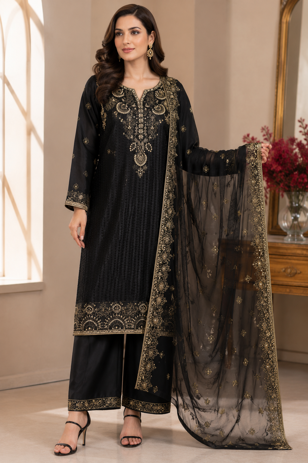 Brit 3 piece luxury silk ladie dress B693
