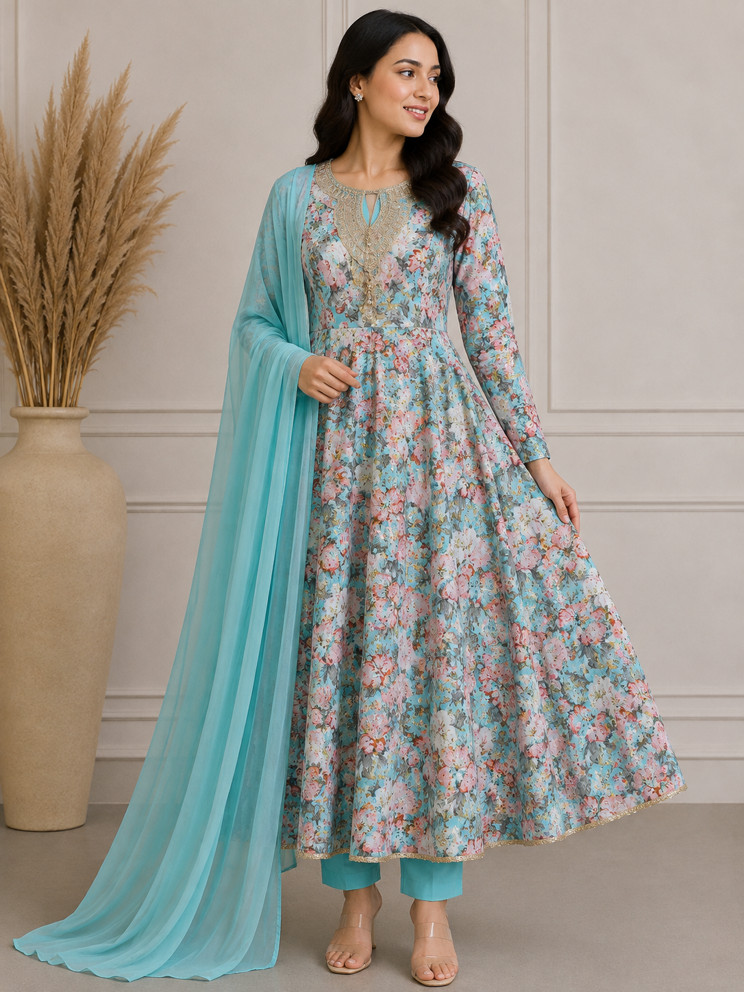 BRIT 3 piece luxury Designer chiffon ladies Maxi dress B692