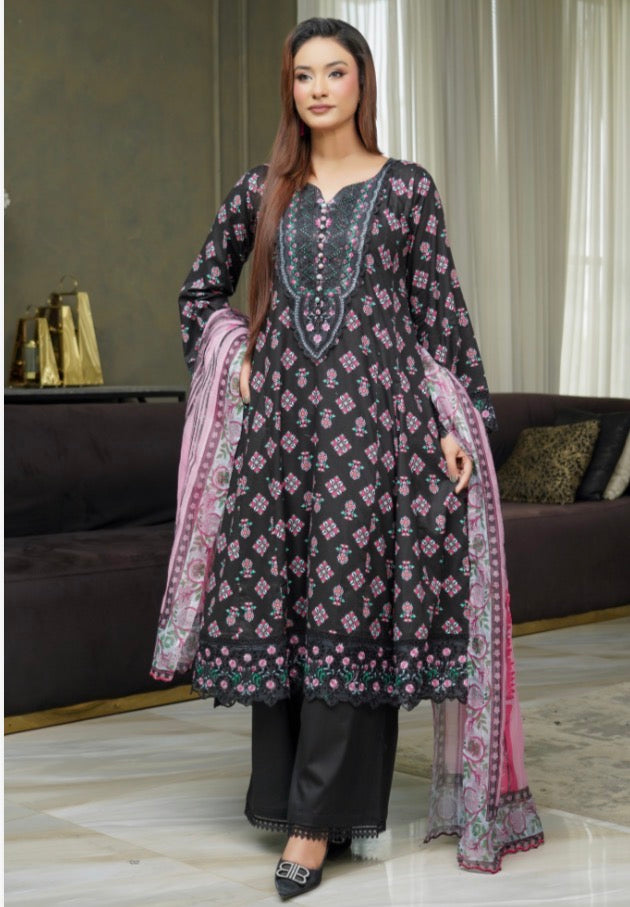 Munira 3 piece luxury Maxi lawn ladies dress B694