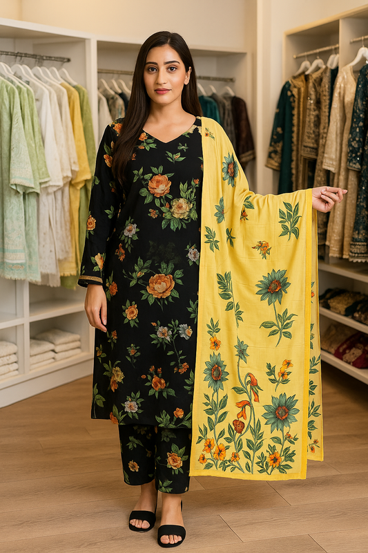 M print inspired linen 3 piece_4038 Pakistani suits for ladies B261
