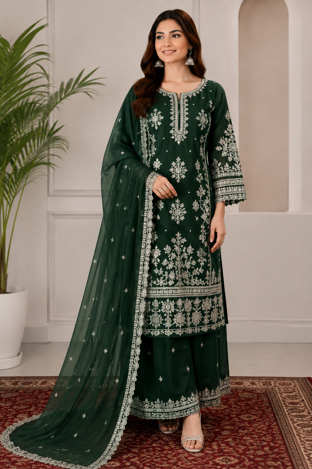 Brit 3 piece luxury chiffon ladies dress B699
