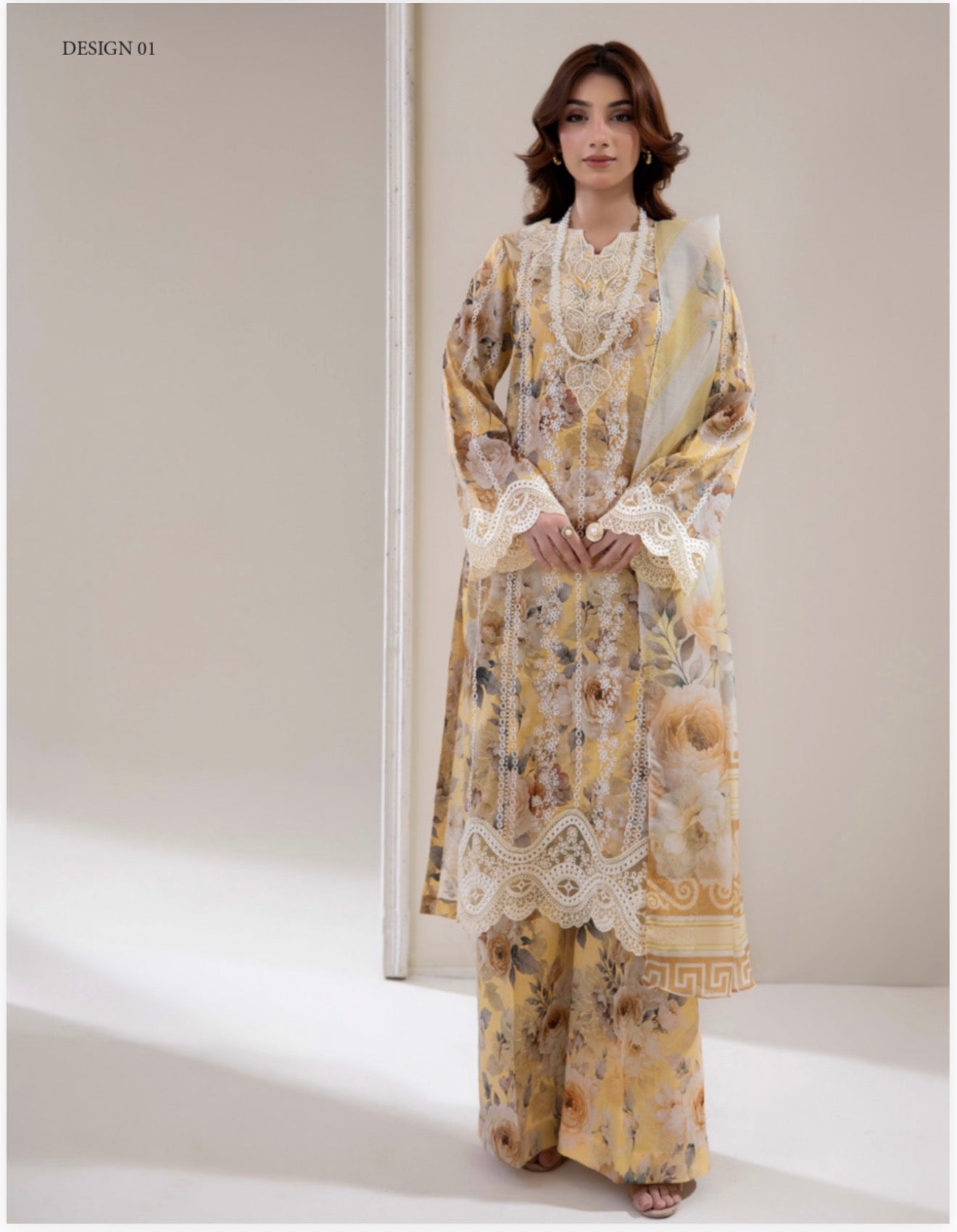 Adan Liba’s 3 piece Lawn cotton original designer embroidered ladies dress B613