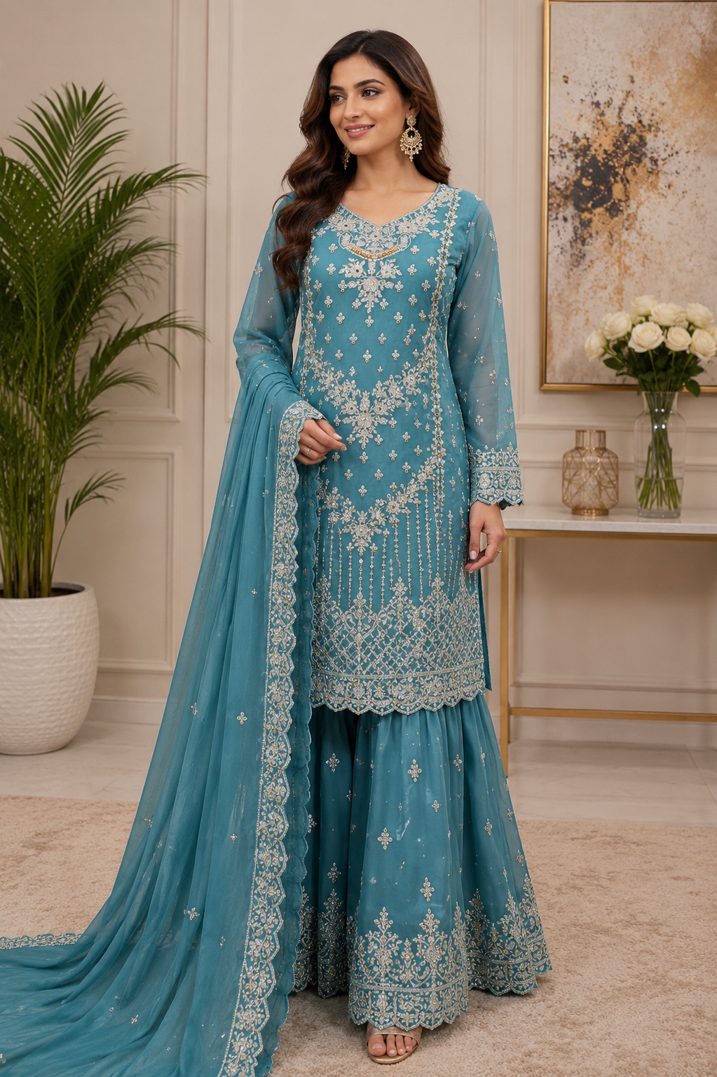 Mother and daughter 3 piece chiffon 81042 Pakistani ladies suit B615