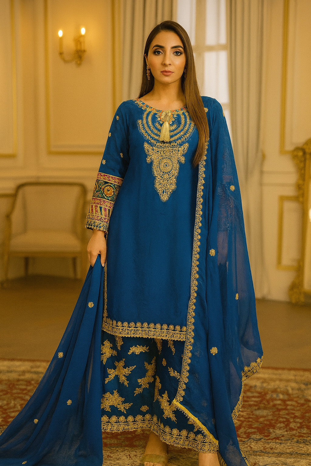 Brit 3 piece luxury chiffon_81042 Pakistani ladies suit B189