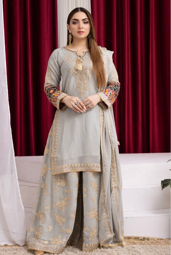 Brit 3 piece luxury chiffon_81042 Pakistani ladies suit B189