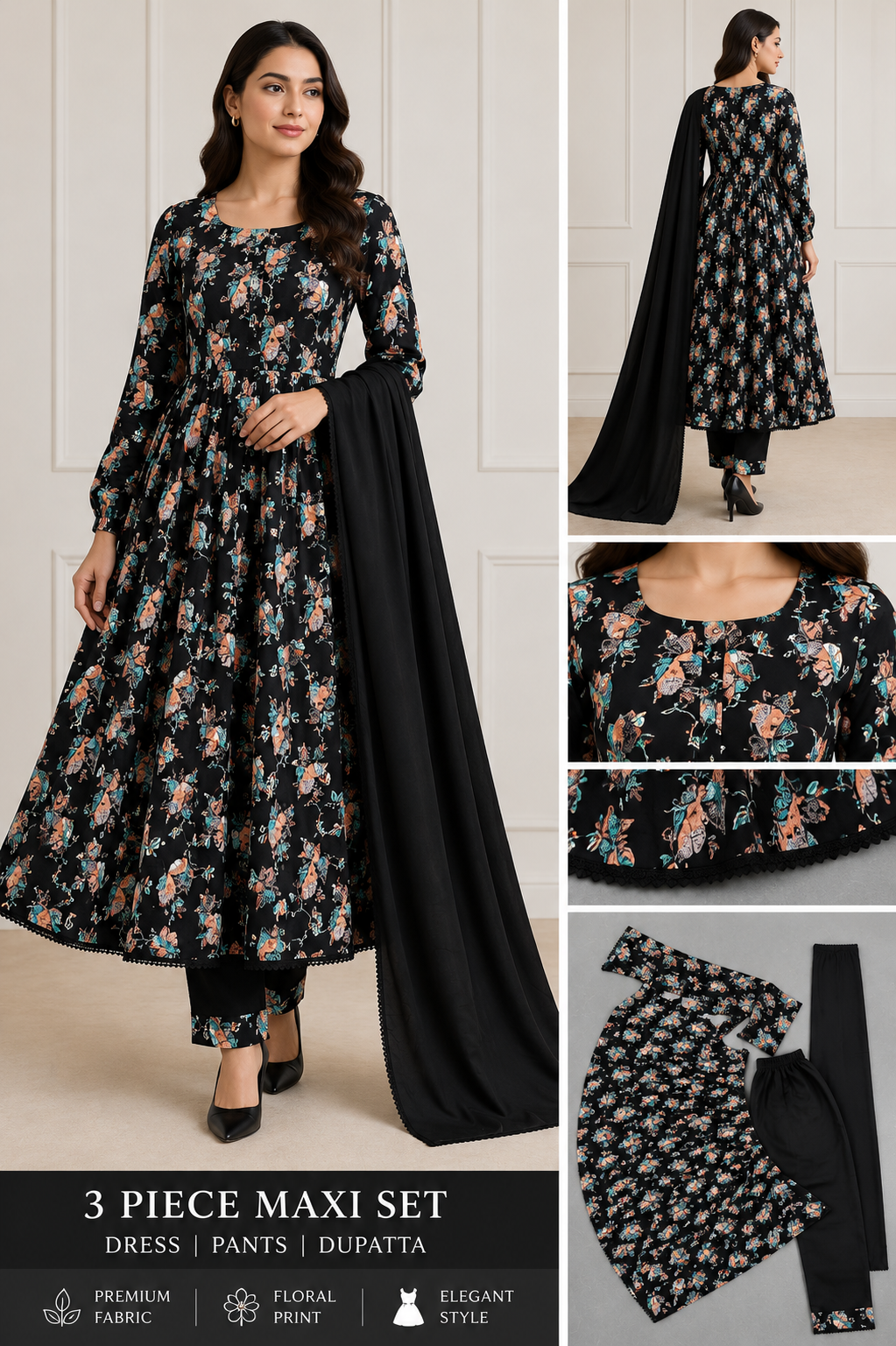BRIT 3 piece luxury linen MAXI collection ladies dress B656