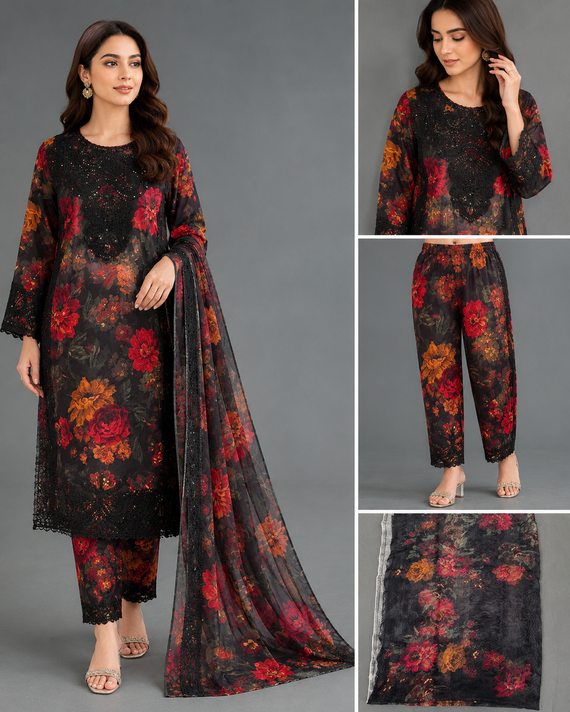 BRIT 3 piece luxury cotton ladies dress B655