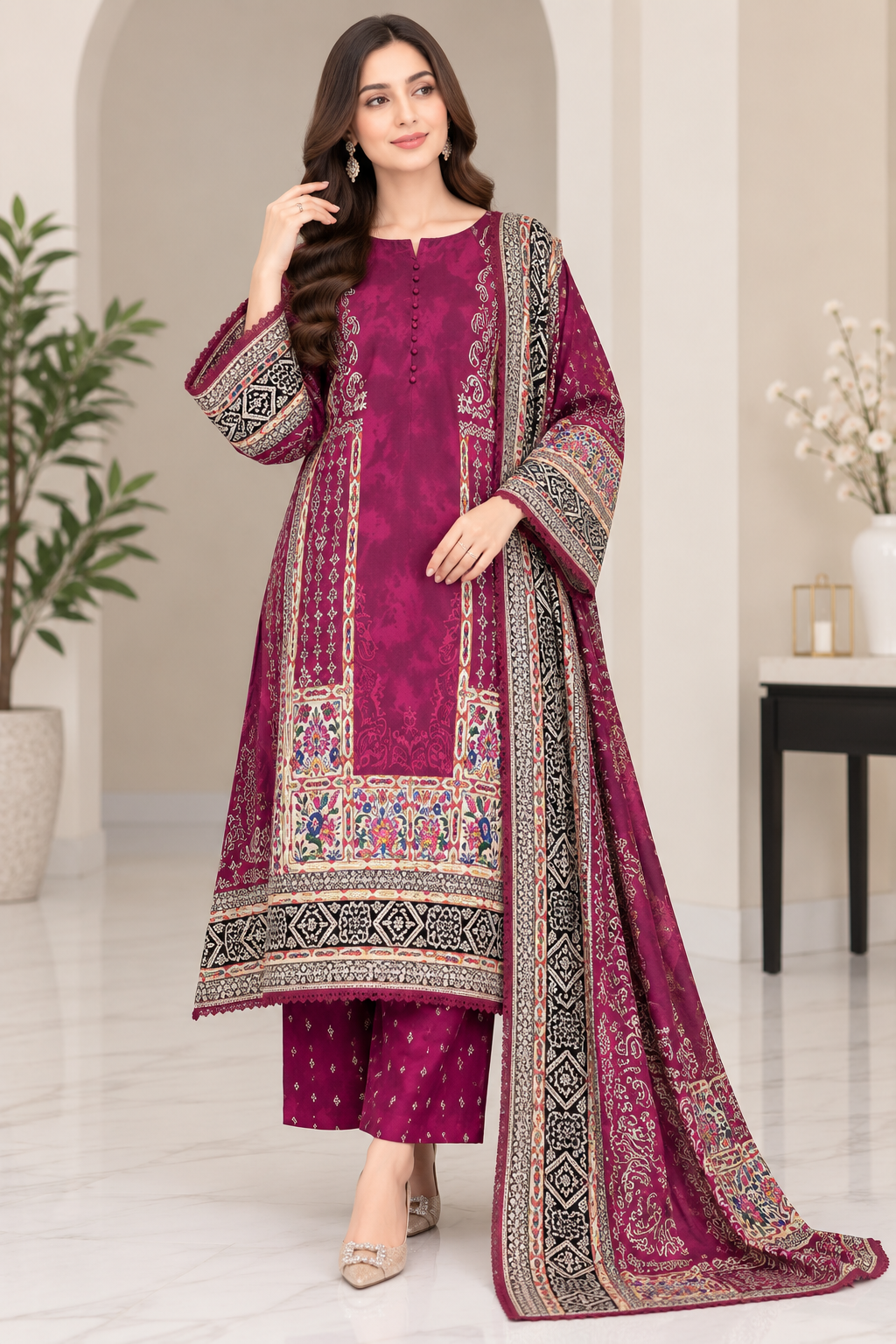 BRIT- GL 3 piece winter cotton designer Kaftaan collection B788