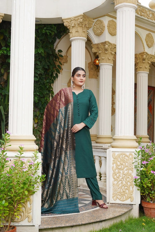 Brit 3 piece Dhanak Pakistani ladies Winter collection suit B406