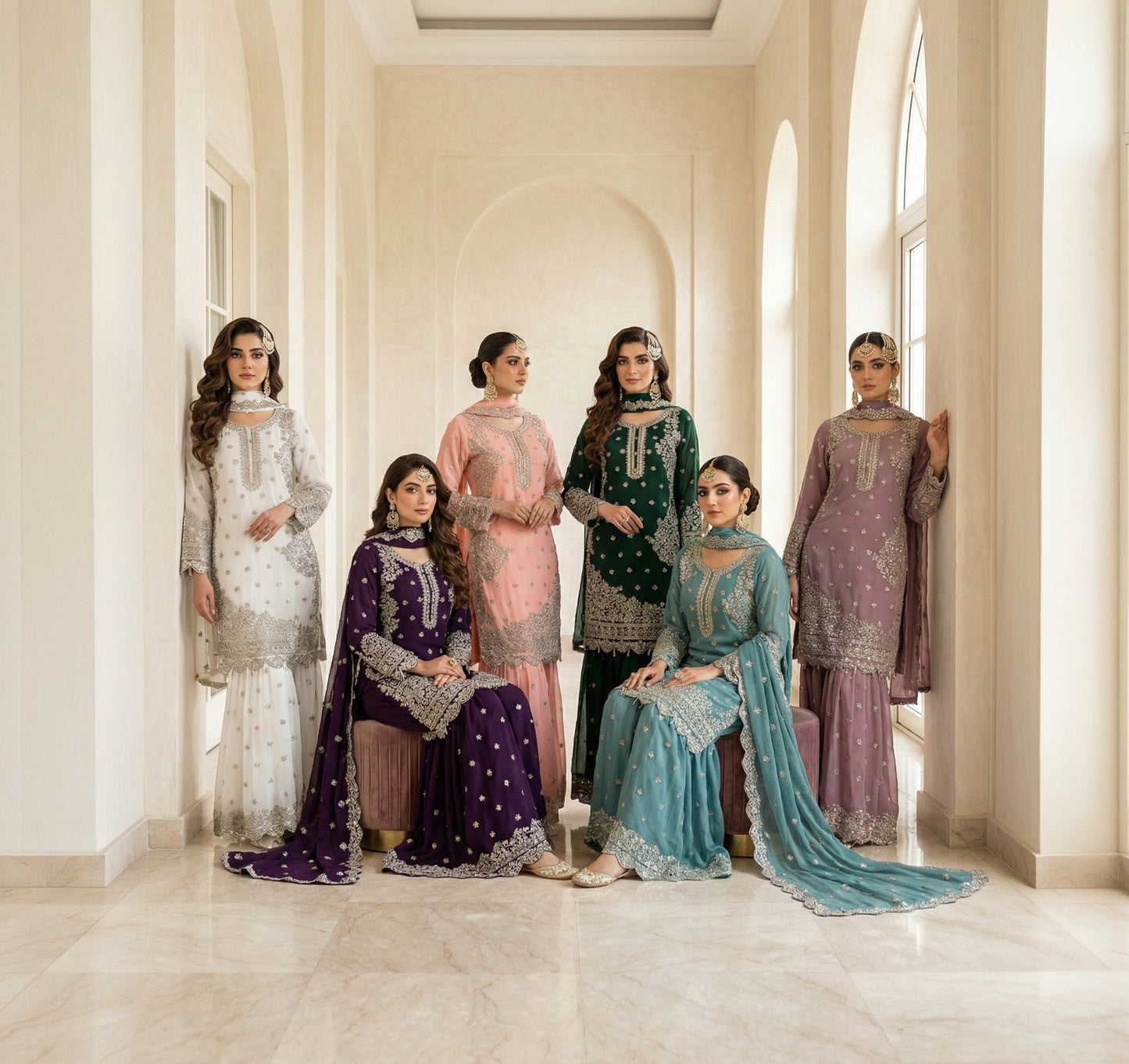 Mother and daughter 3 piece luxury chiffon _81042 Pakistani ladies suit B510