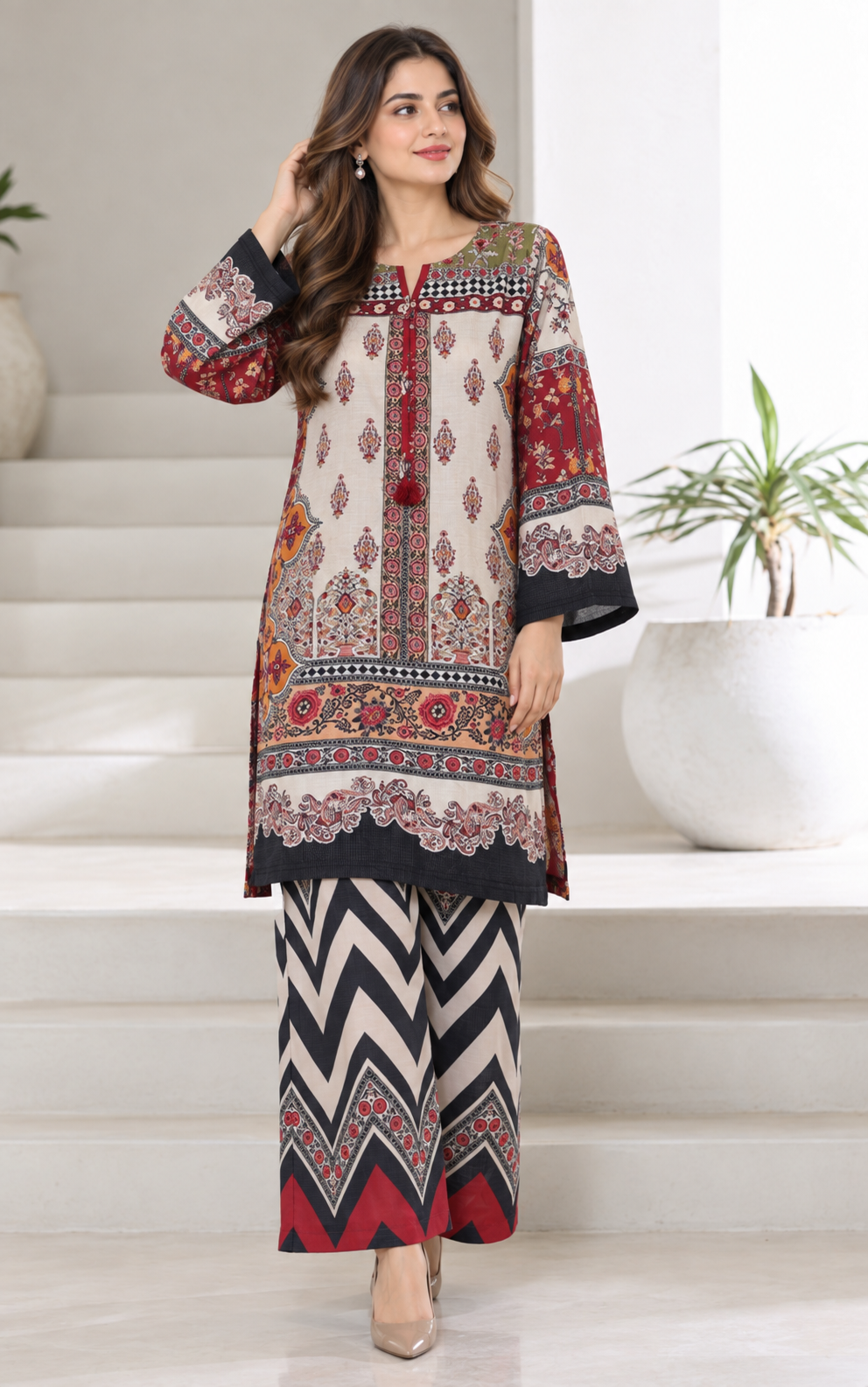 Sada Bhar 2 piece slub khadar designer collection B817
