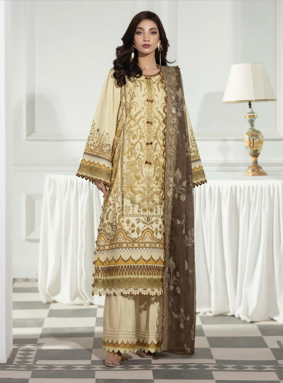 Brit 3 piece winter Slub_81042 Pakistani ladies suitTeal B417