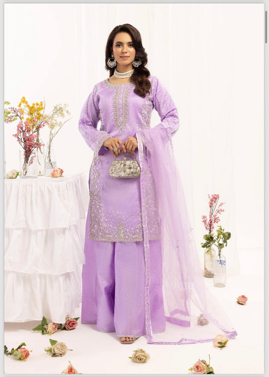 Simrans 3 piece raw silk hand work _321 B221