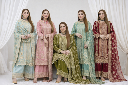 Brit 3 piece luxury chiffon_81042 Pakistani ladies suit orange B245