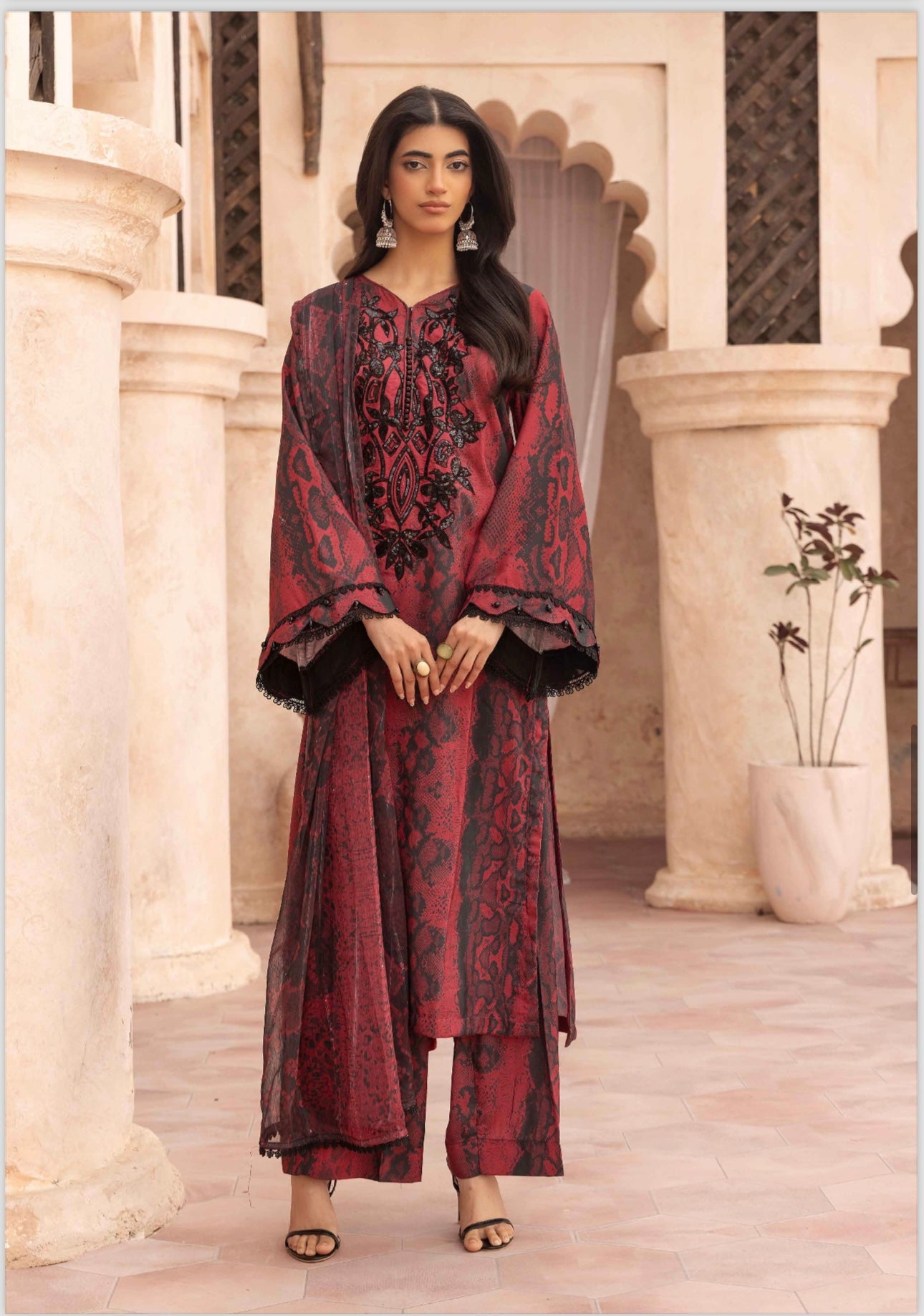 M print inspired 3 piece winter collection Pakistani ladies suit B327
