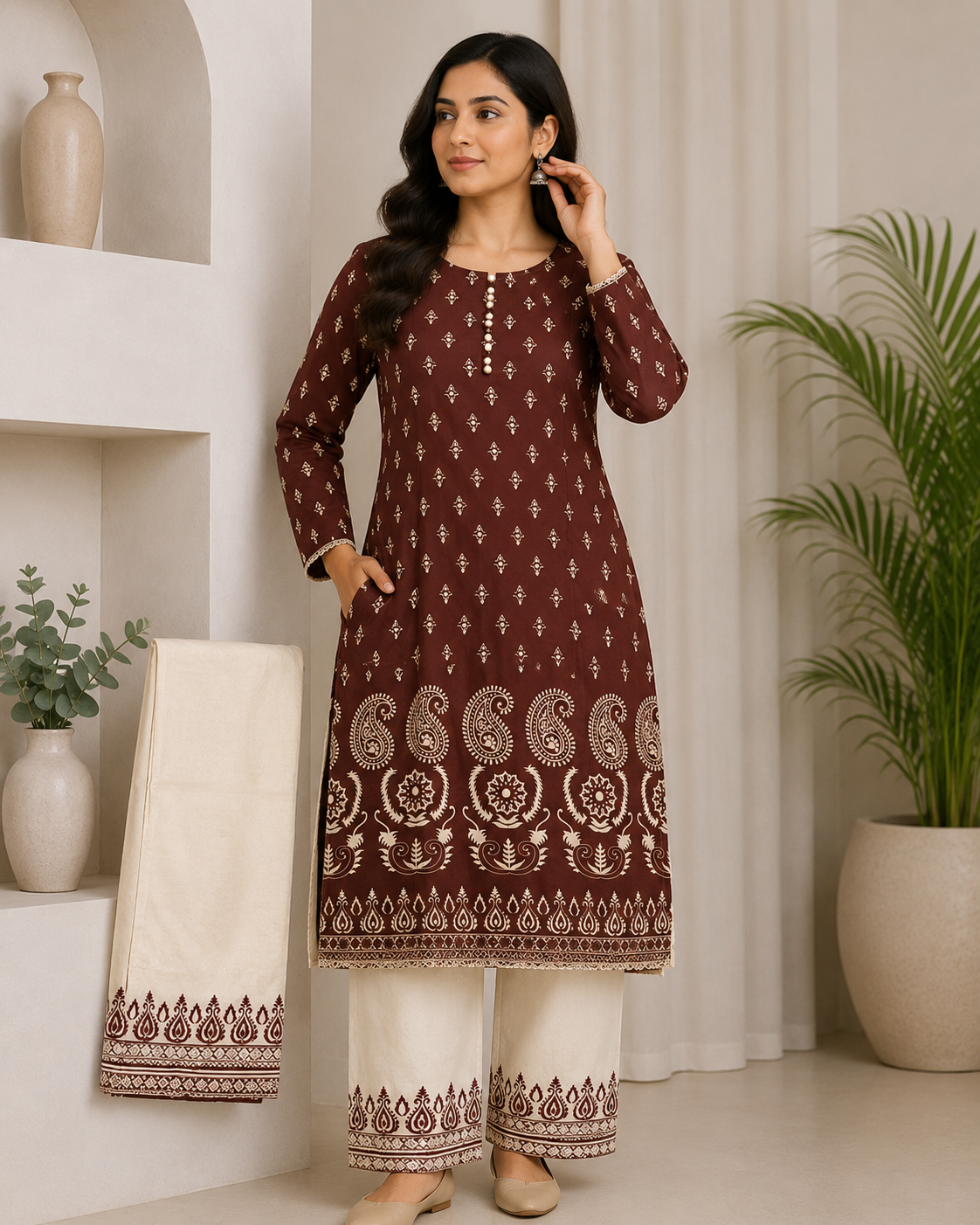 Brit 2 piece poly lawn collection ladies dress B723