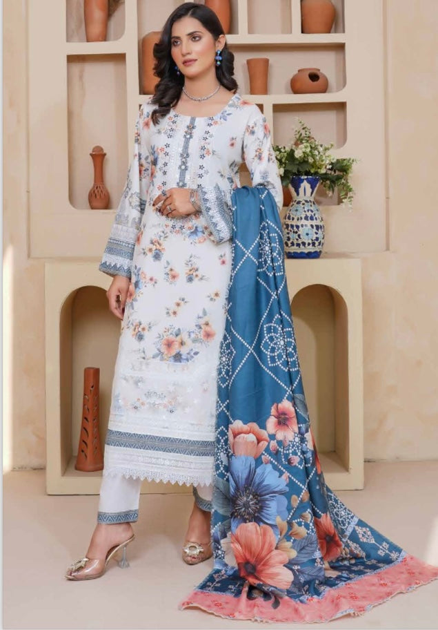 Brit 3 piece Dhanak Pakistani ladies Winter collection suit B409