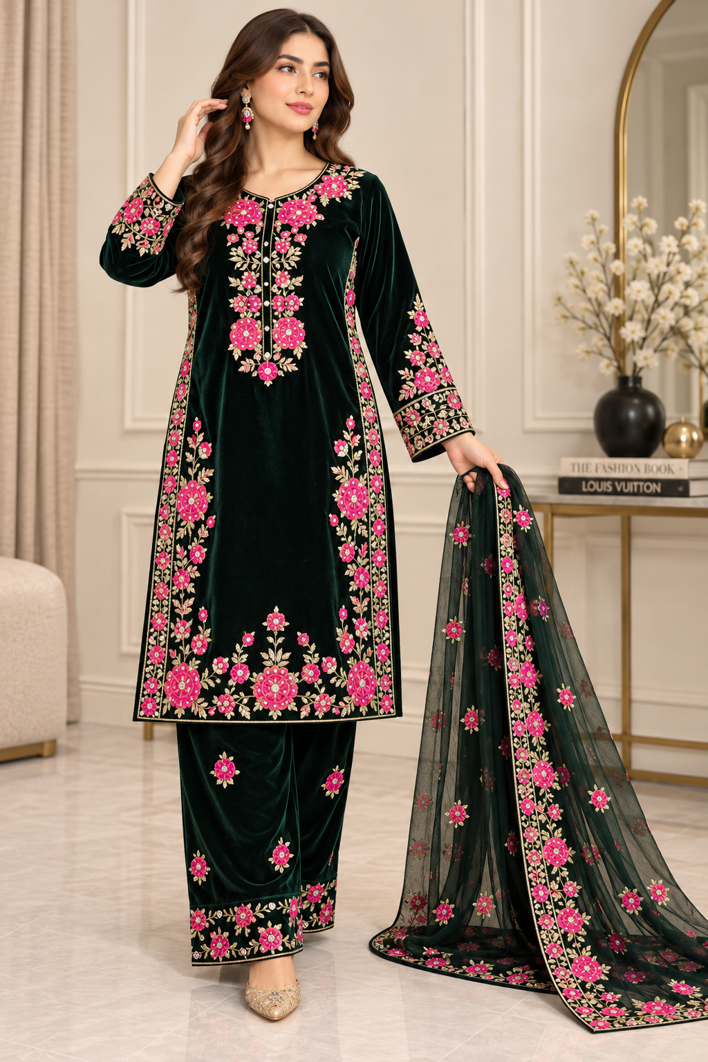 Brit 3 piece luxury Valvet_81042 Pakistani ladies suit B296