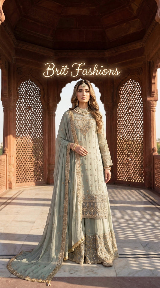 Brit 3 piece luxury chiffon_81042 Pakistani ladies suit B193