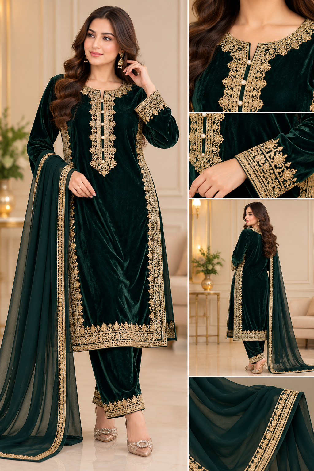BRIT- GL 3 piece velvet designer collection B812