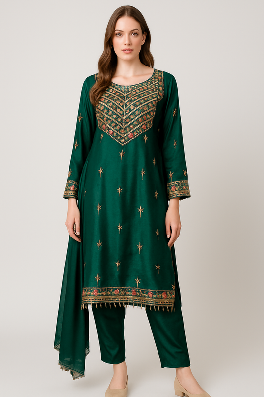 Brit 3 piece velvet_6023 Pakistani ladies suit green B16