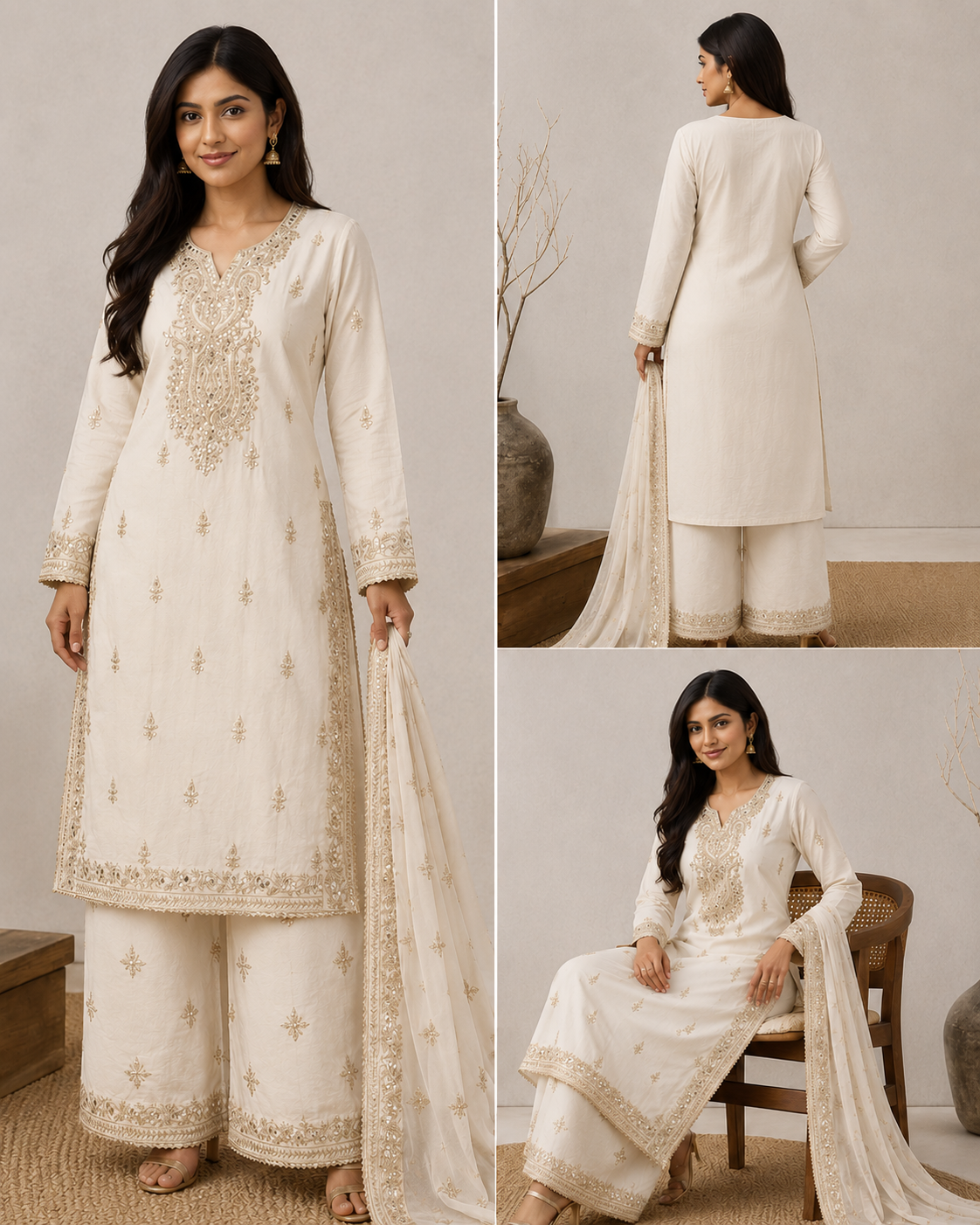 Brit 3 piece embroidered summer viscosecollection ladies dress B626