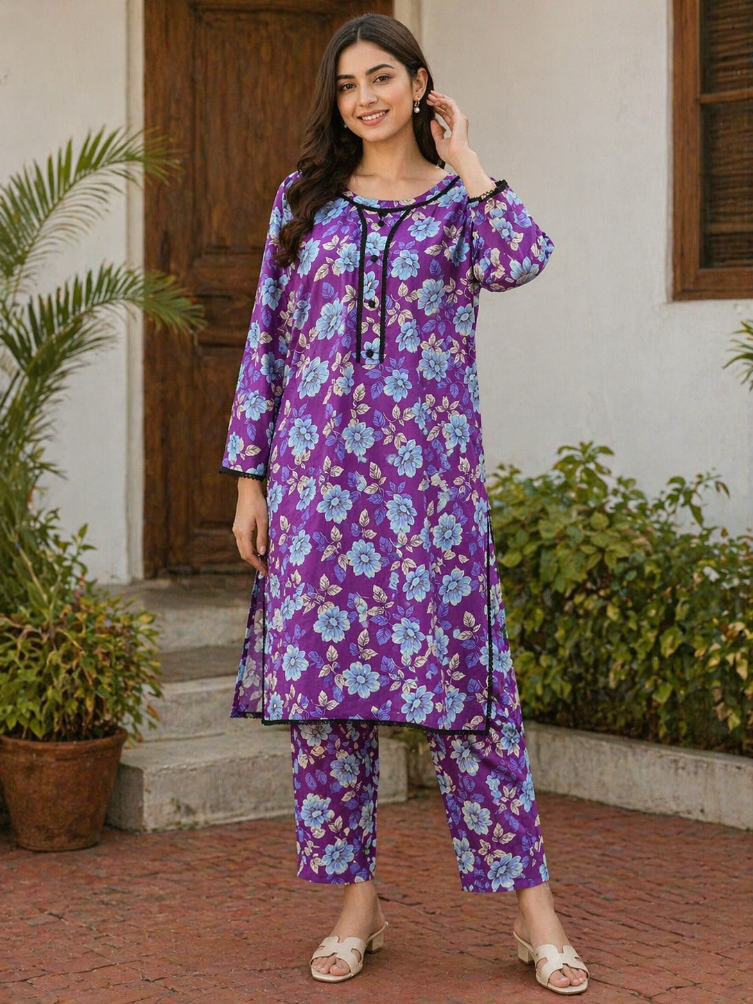 Brit 2 piece linen casual Pakistani ladies suit B561