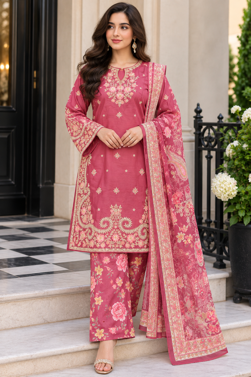 ETHNIC 3 piece Viscose collection ladies dress B765