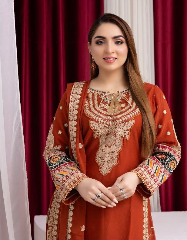 Brit 3 piece luxury chiffon_81042 Pakistani ladies suit B189