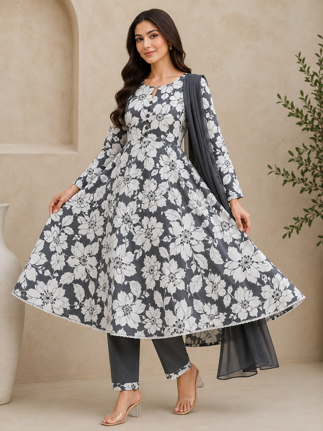 BRIT 3 piece luxury LINEN MAXI ladies dress B661
