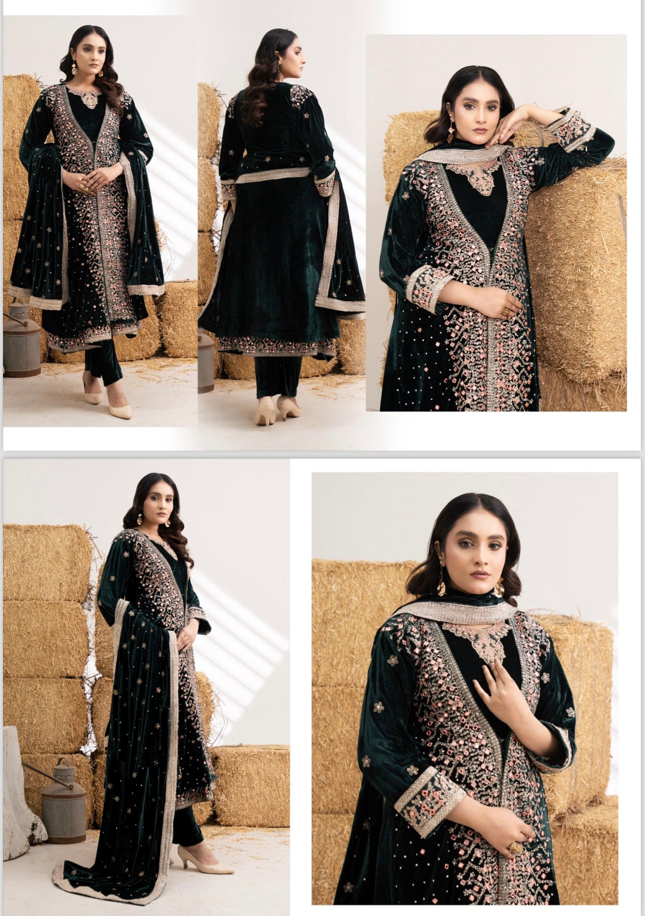 Brit 3 piece luxury Designer Valvet winter Pakistani ladies suit B323