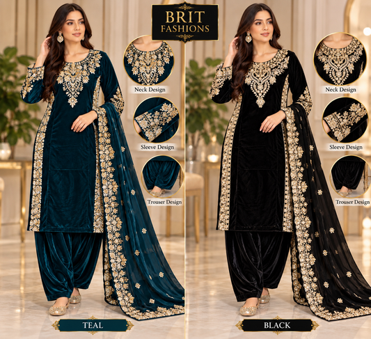 BRIT- GL 3 piece velvet designer collection B828