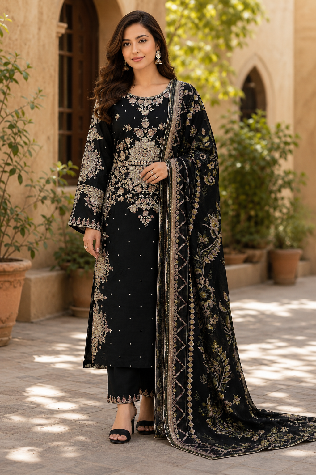 ETHNIC 3 piece designer viscous collection ladies dress B747
