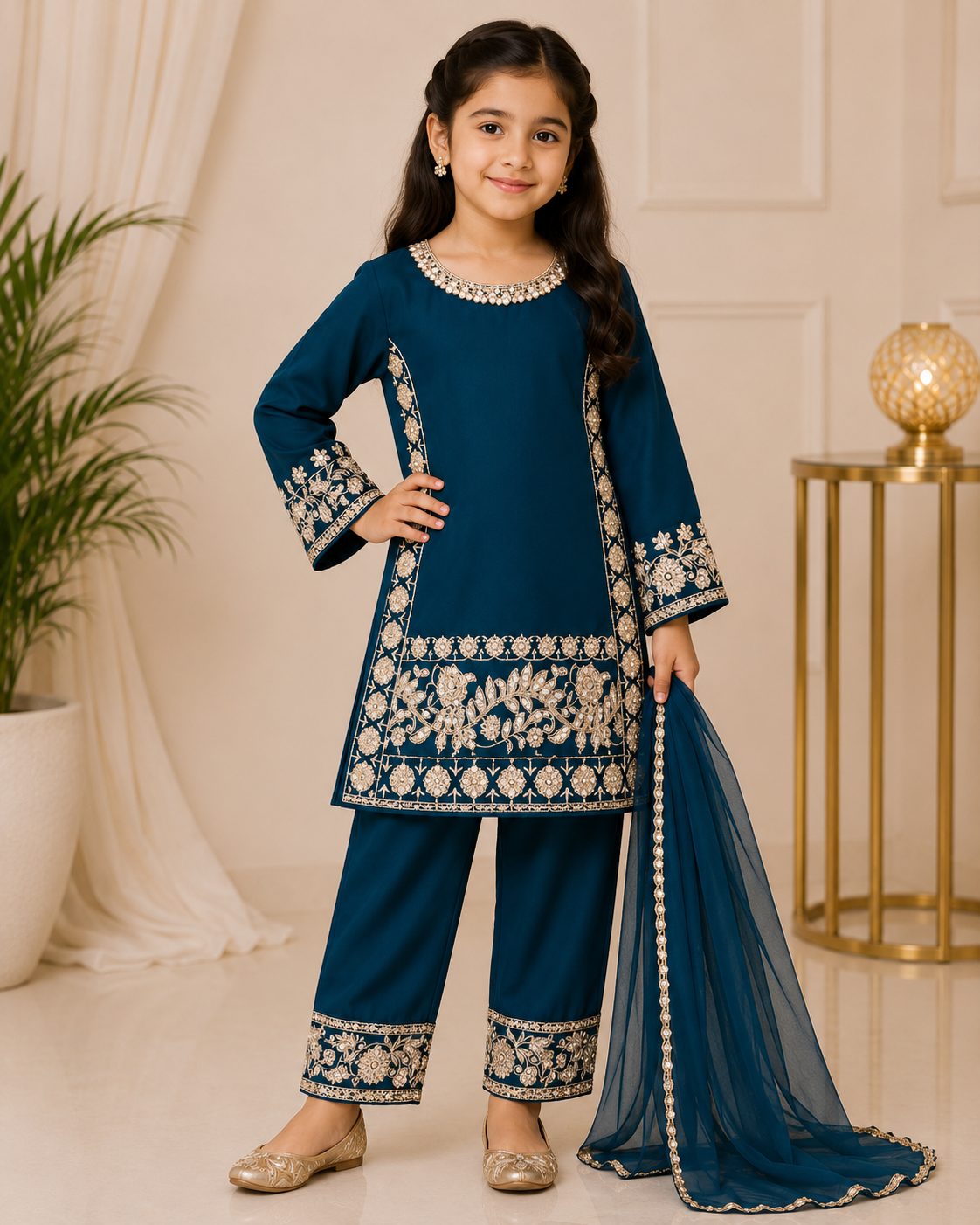 KIDS 3 piece chiffon suit B674