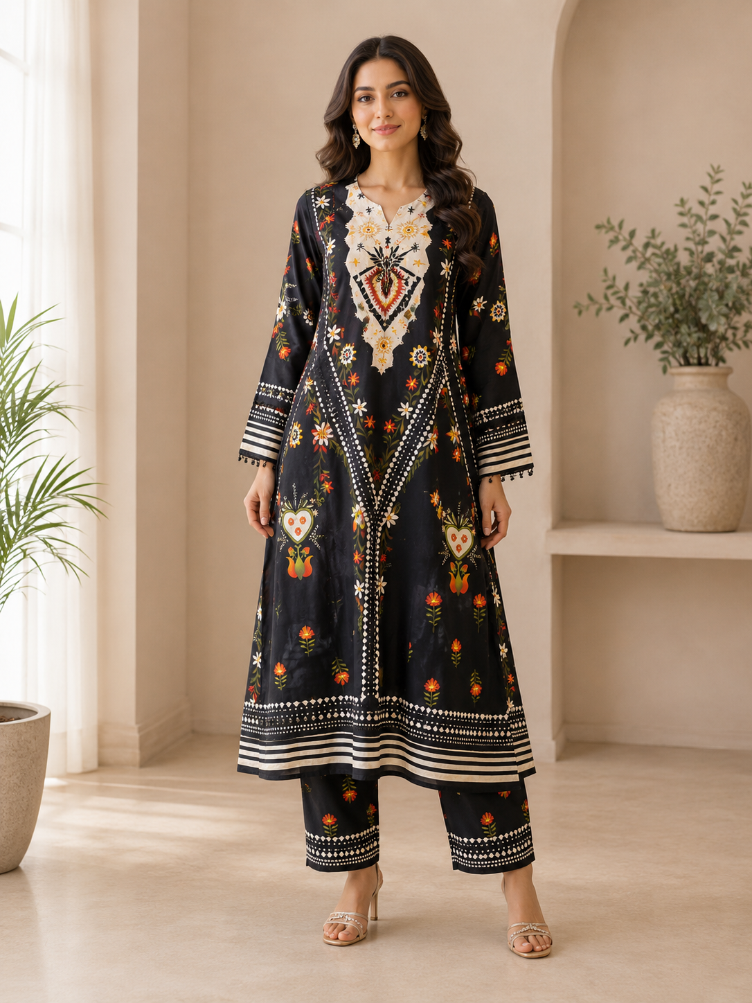 BRIT 2 piece silk Kaftaan collection ladies dress B743