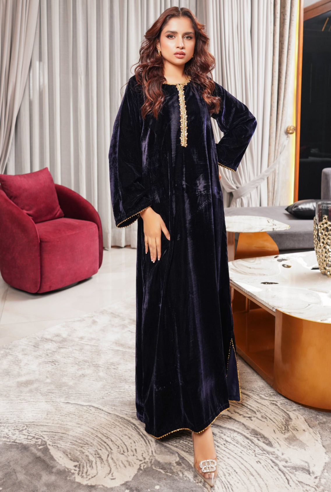 Brit 2 piece Valvet Kaftaan Pakistani ladies suit B428