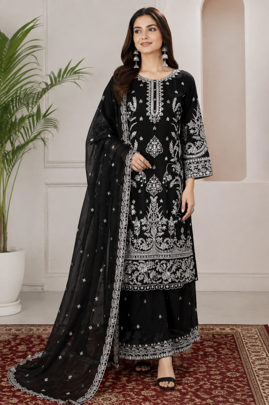 Brit 3 piece luxury chiffon ladies dress B699