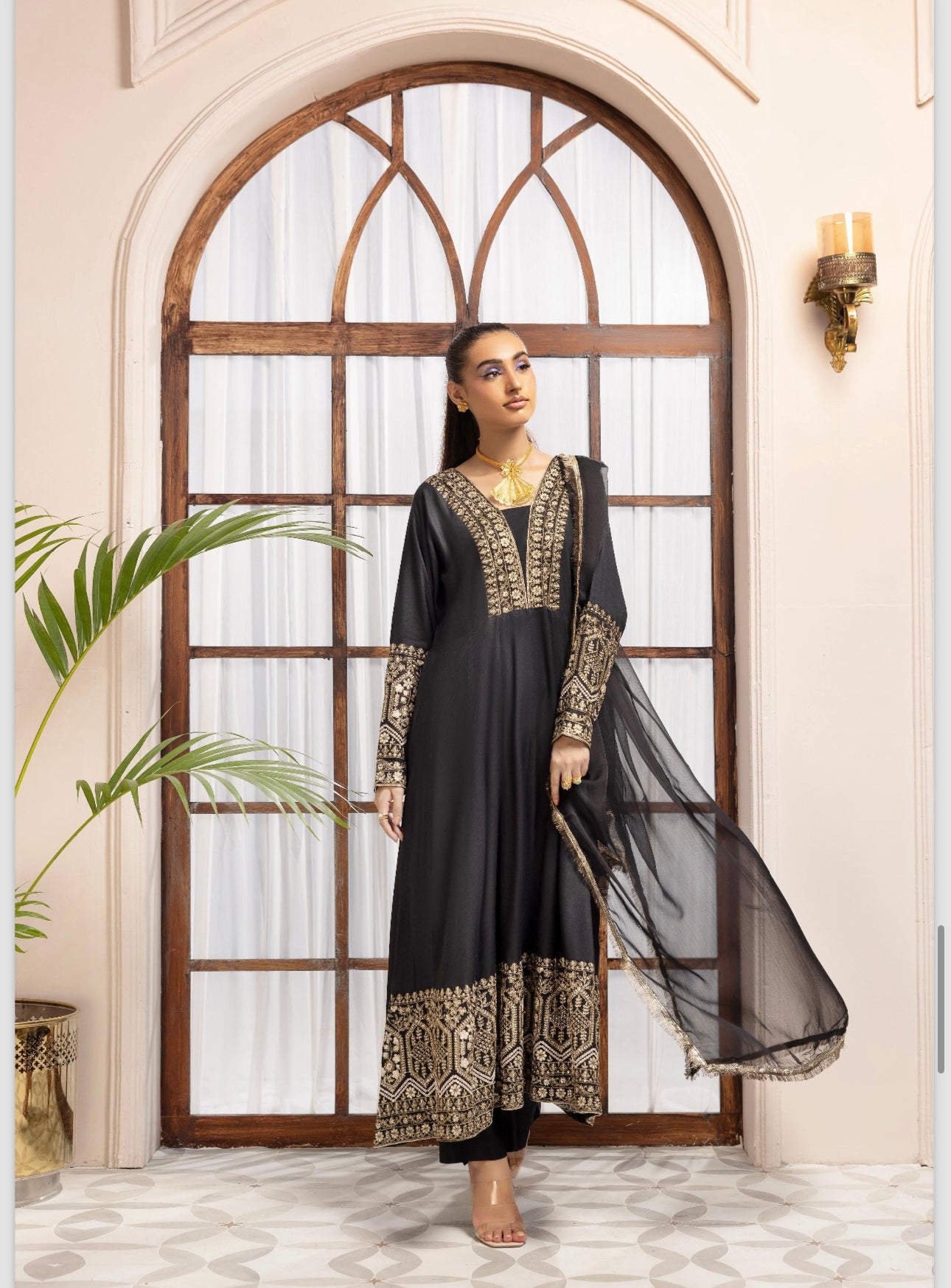 Brit 3 piece linen winter maxi Pakistani ladies suit_B308