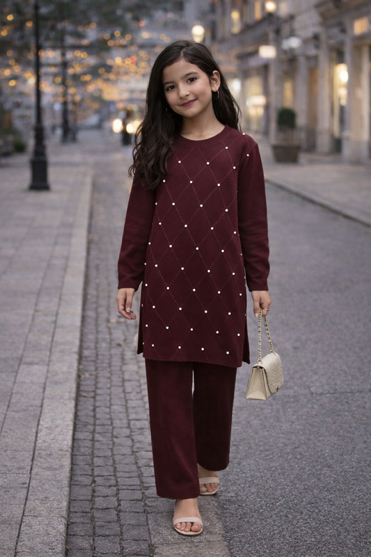 KIDS Brit 2 piece luxur cord set_81042 Pakistani ladies suit B432