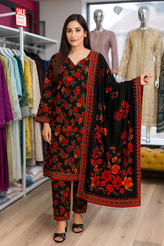 M print inspired linen 3 piece_4038 Pakistani suits for ladies B261