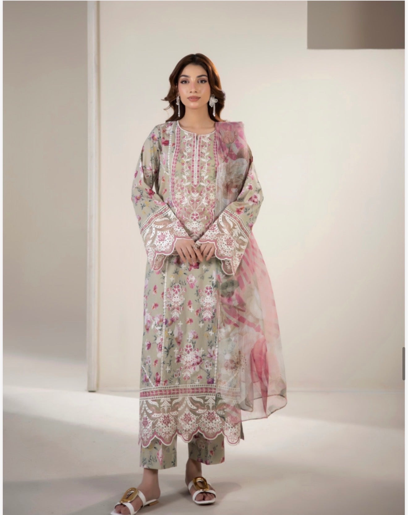 Adan Liba’s 3 piece Lawn cotton original designer embroidered ladies dress B613