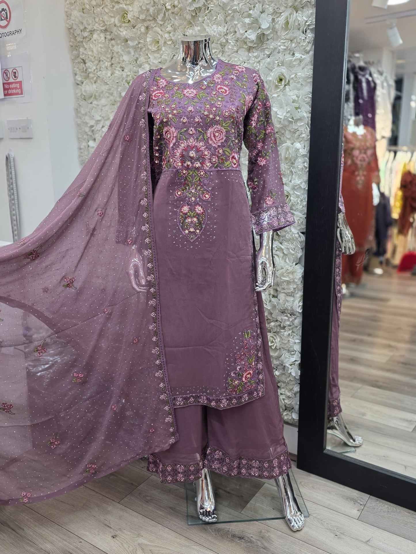 Brit 3 piece chiffon mother and daughter _100207 Dusty pink ladies suit B75