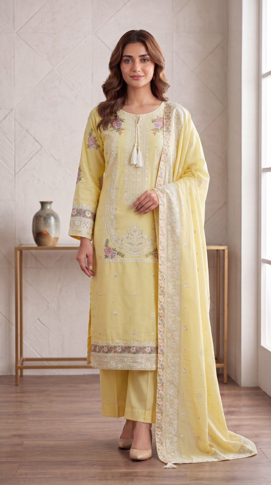 KARMA INSPIRED 3 piece embroidery cotton ladies dress B606