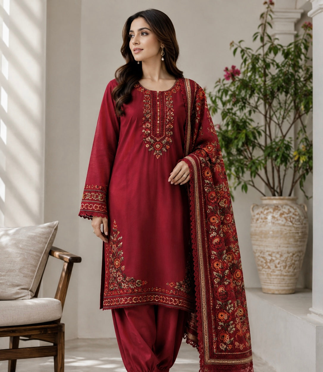 Brit 3 piece luxury cotton dress B698