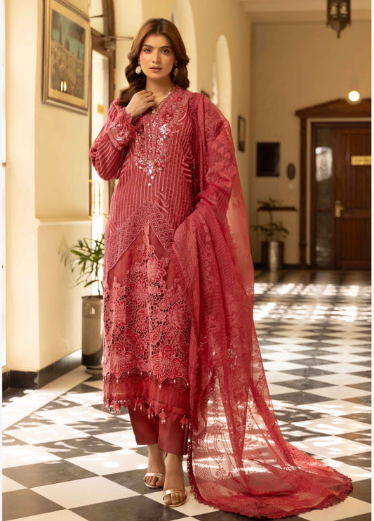 MARIA B INSPIRED 3 piece Organza embroidered Pakistani ladies suit B530