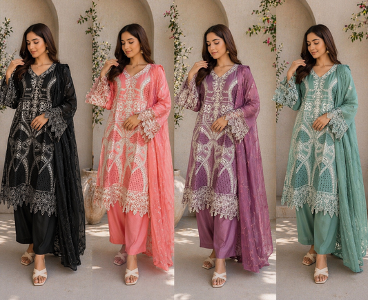 BRIT 3 piece LINEN embroidered suit B545