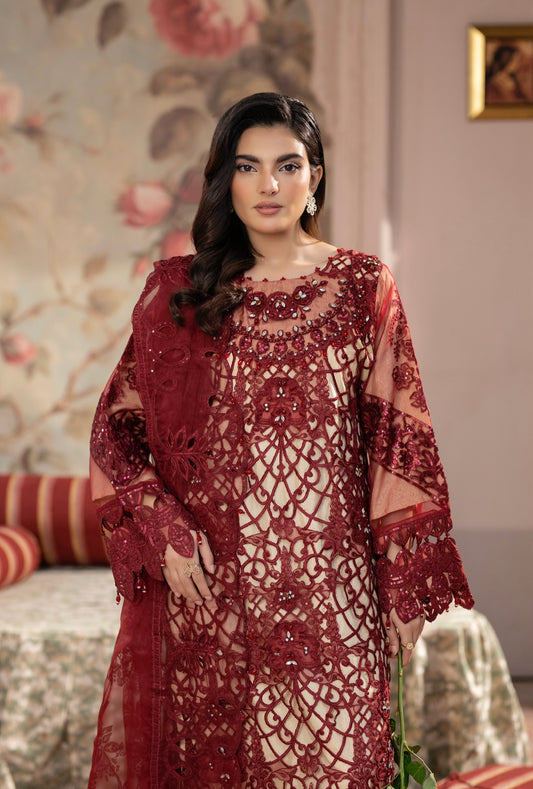 Maria B inspired 3 piece embroidery party wear B309