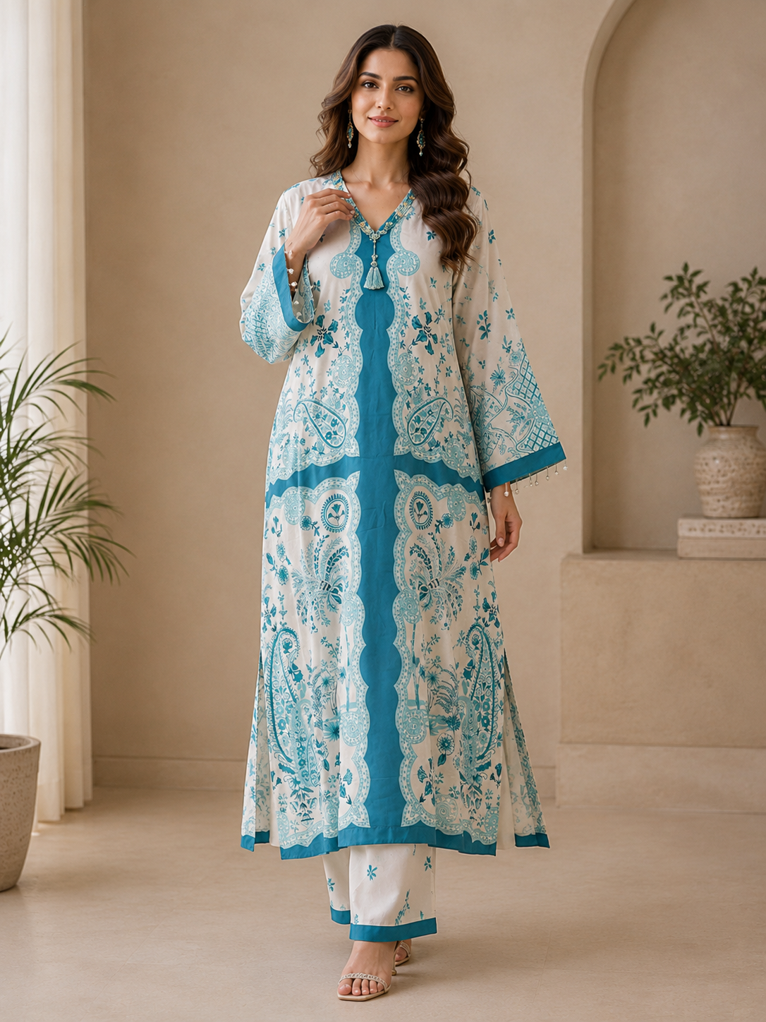 BRIT 2 piece silk Kaftaan collection ladies dress B743