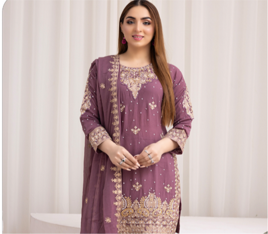 Brit Mother and Daughter 3 piece Chiffon_100293 Dusty pink B100