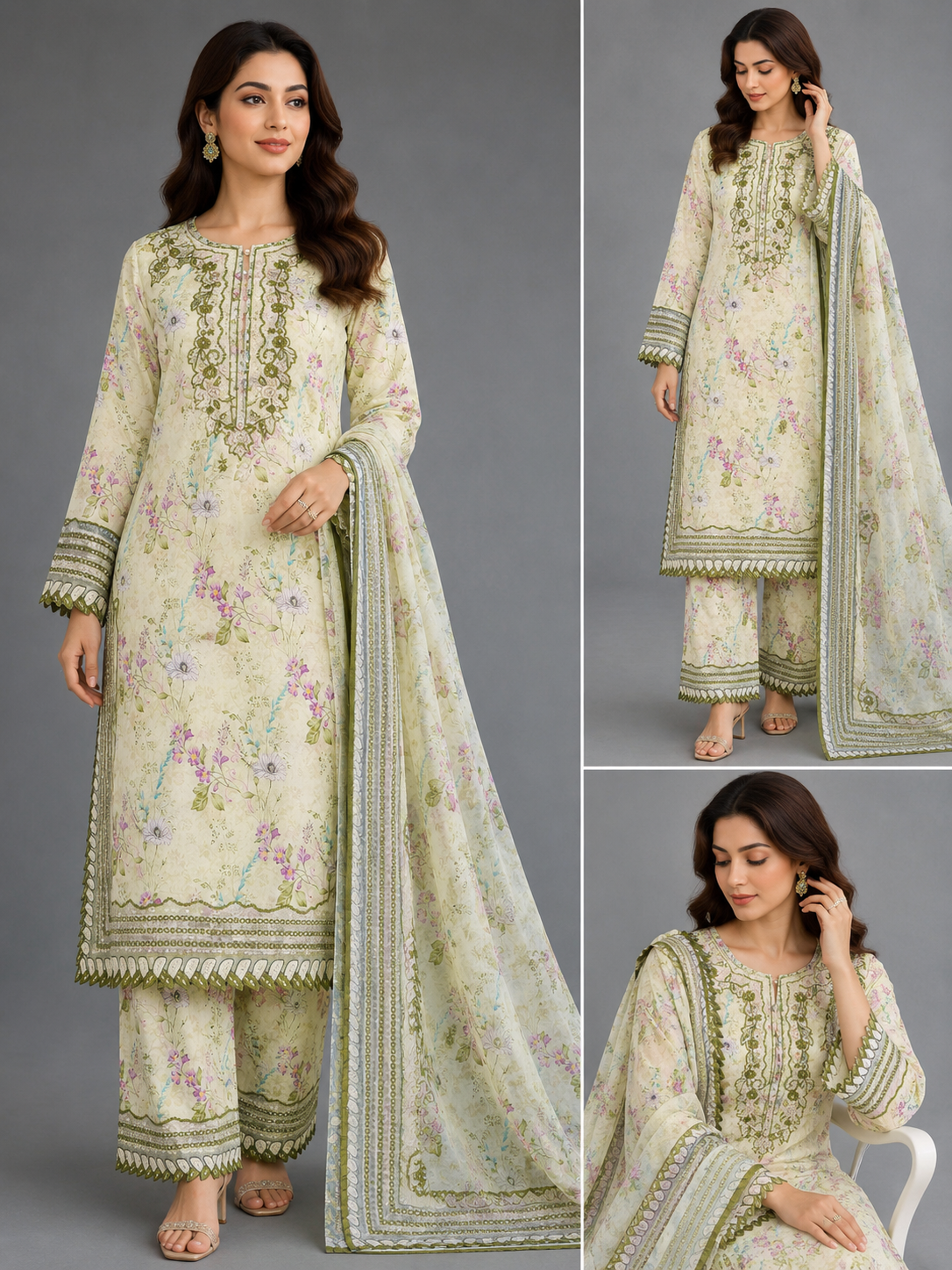 BRIT 3 piece luxury cotton ladies dress B655